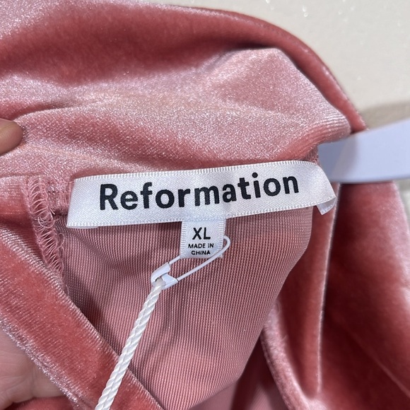 REFORMATIOM Pink Velvet Long Sleeve Dress size XL - Picture 6 of 9